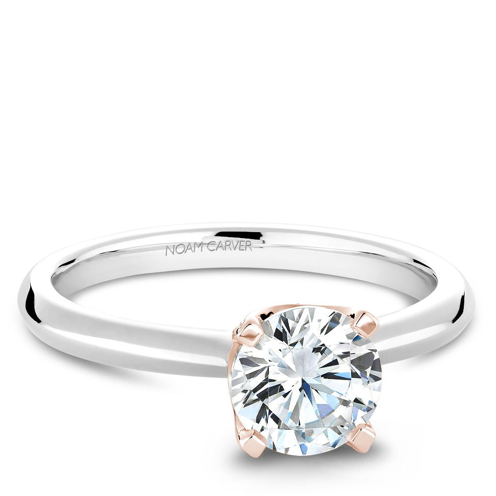 Noam Carver Engagement Ring B027-03 in 14K White Shank with Rose Head