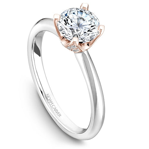 Noam Carver Engagement Ring B027-03 in 14K White Shank with Rose Head