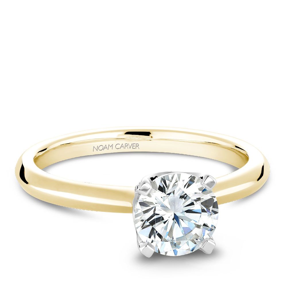 Noam Carver Engagement Ring B027-03 in 14K Yellow Shank with White Head