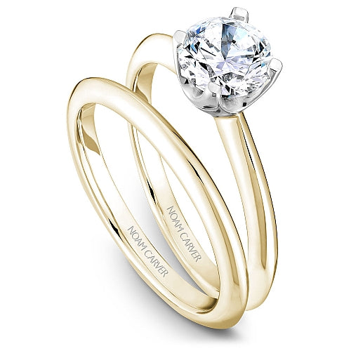 Noam Carver Engagement Ring B027-03 in 14K Yellow Shank with White Head