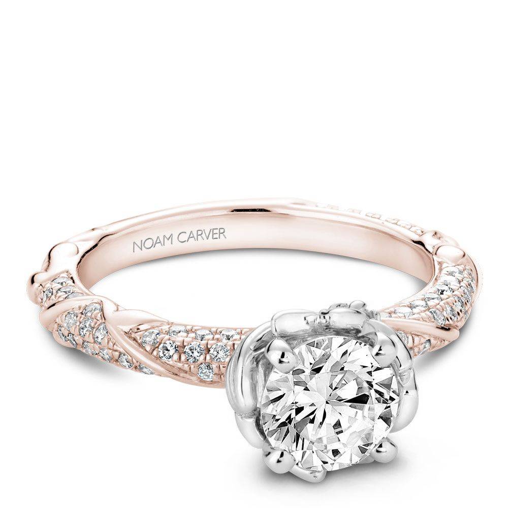 Noam Carver Engagement Ring B081-02 in 14K Rose Shank with White Head