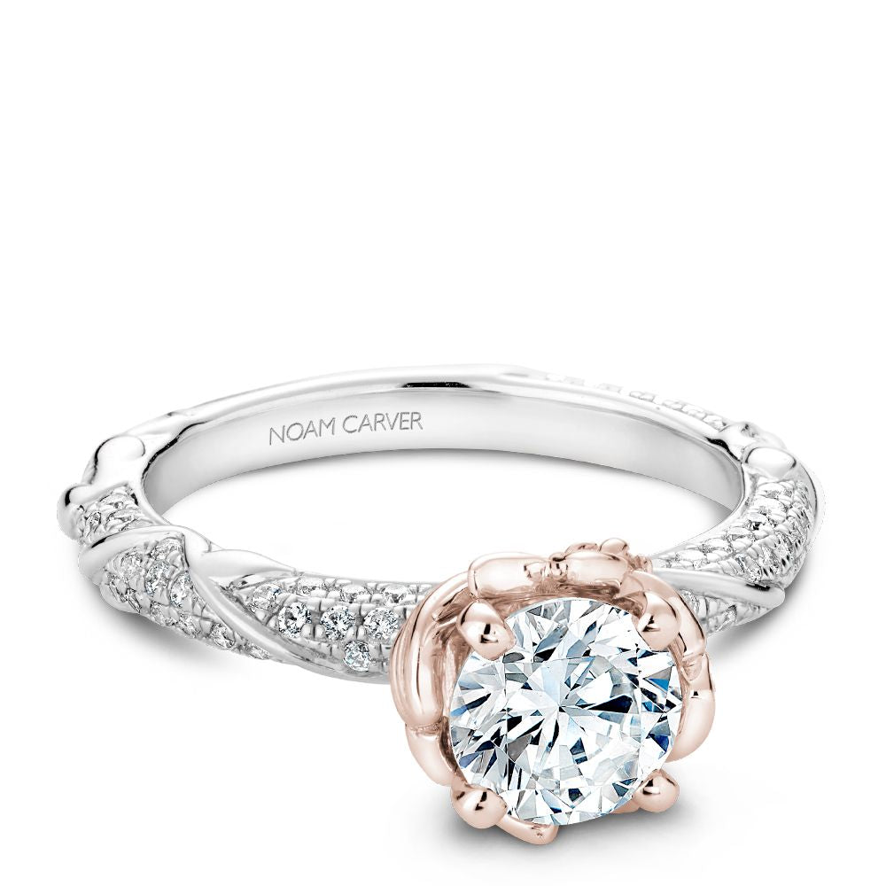 Noam Carver Engagement Ring B081-02 in 14K White Shank with Rose Head