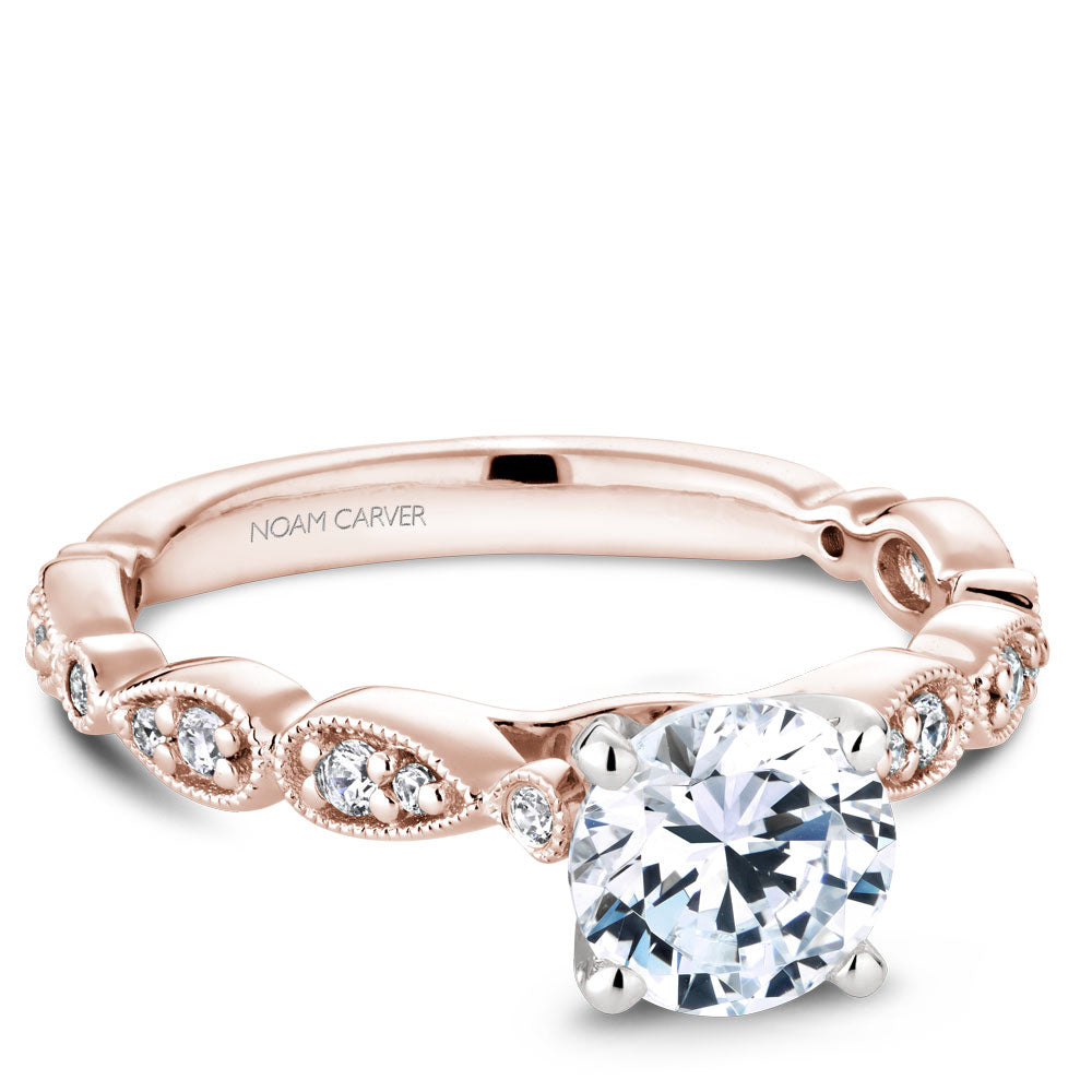 Noam Carver Engagement Ring B204-01 in 14K Rose Shank with White Head