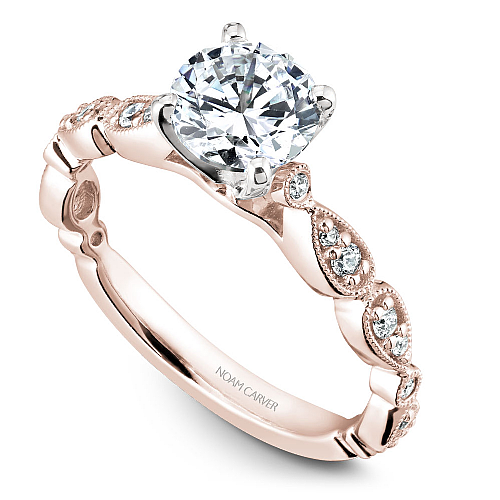 Noam Carver Engagement Ring B204-01 in 18K Rose Shank with White Head