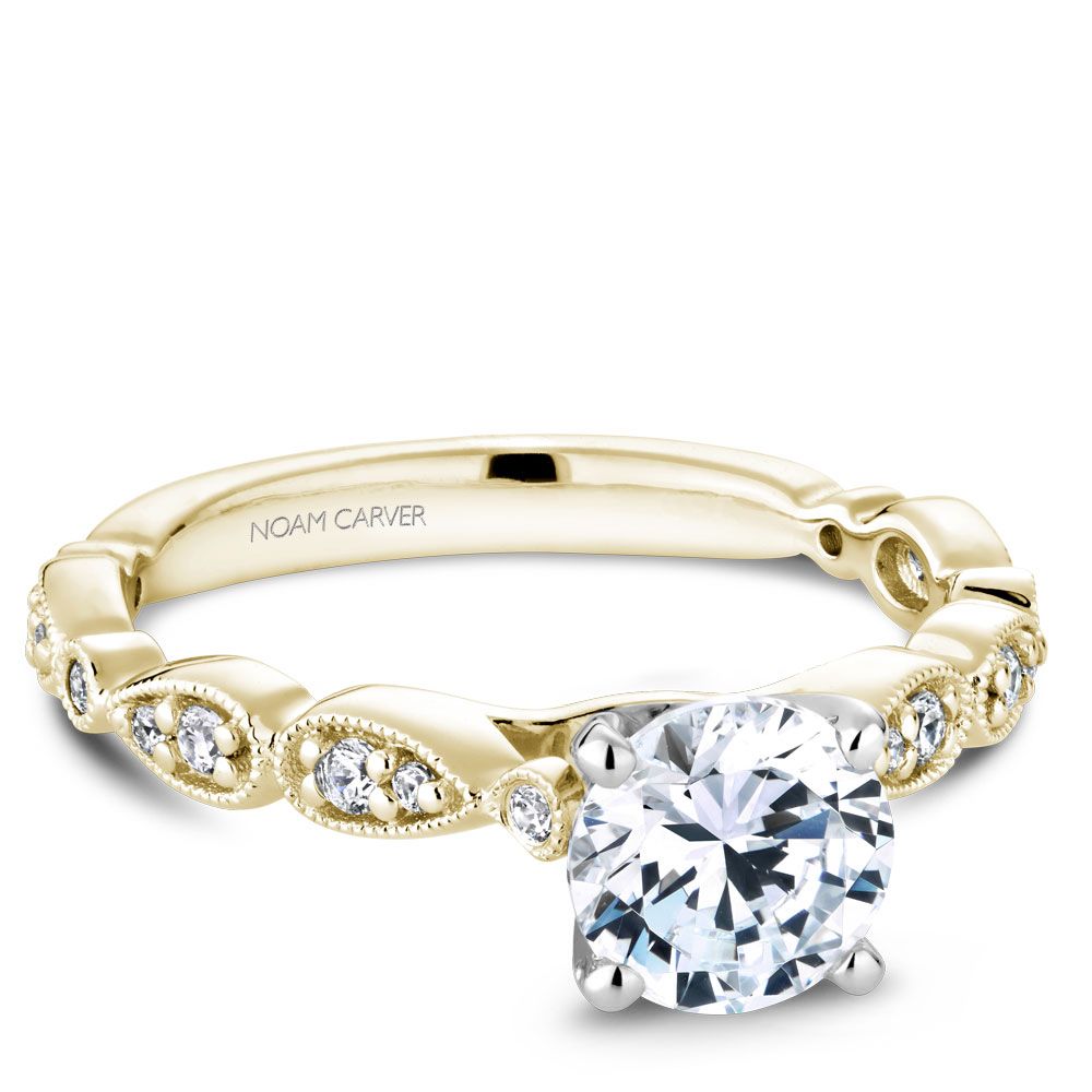 Noam Carver Engagement Ring B204-01 in 14K Yellow Shank with White Head