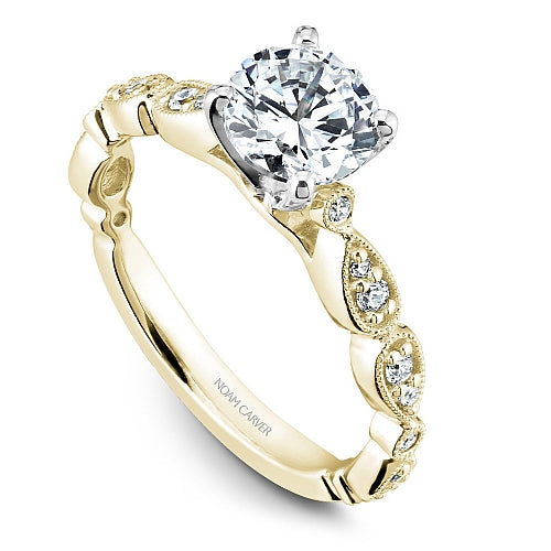 Noam Carver Engagement Ring B204-01 in 14K Yellow Shank with White Head