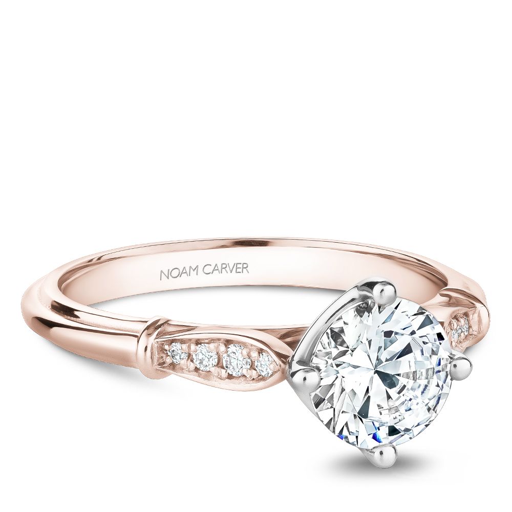 Noam Carver Engagement Ring B268-01 in 14K Rose Shank with White Head