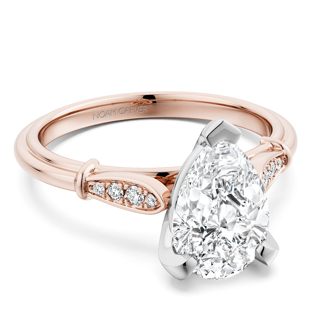 Noam Carver Engagement Ring B268-02 in 14K Rose Shank with White Head