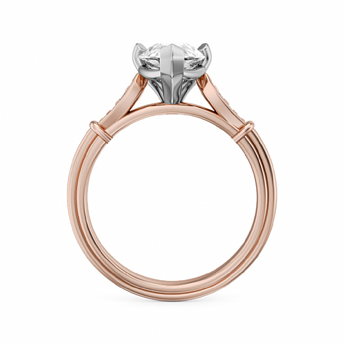 Noam Carver Engagement Ring B268-02 in 14K Rose Shank with White Head