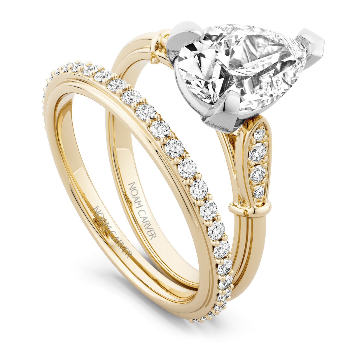 Noam Carver Engagement Ring B268-02 in 14K Yellow Shank with White Head