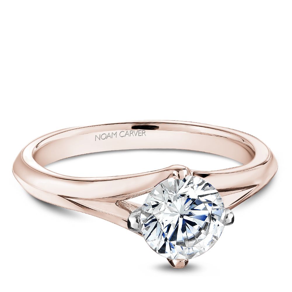Noam Carver Engagement Ring B352-01 in 14K Rose Shank with White Head