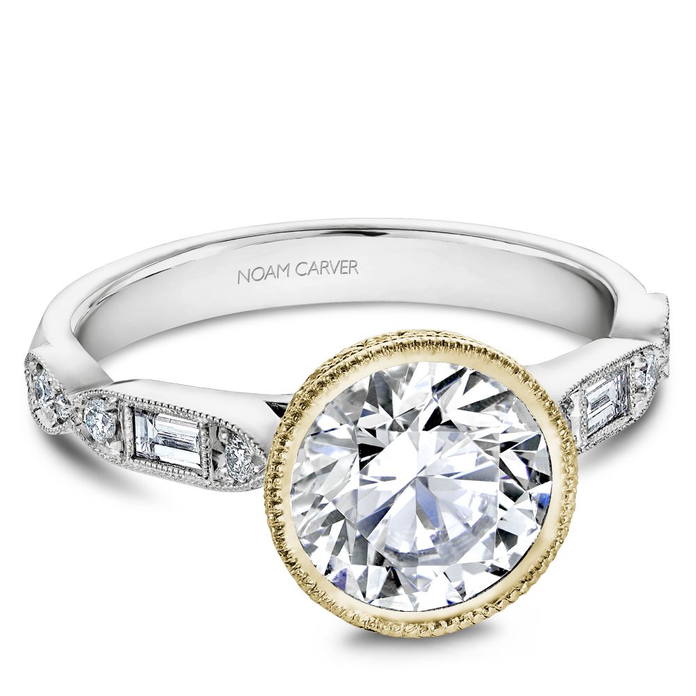 Noam Carver Engagement Ring B355-01 in 14K White Shank with Yellow Head