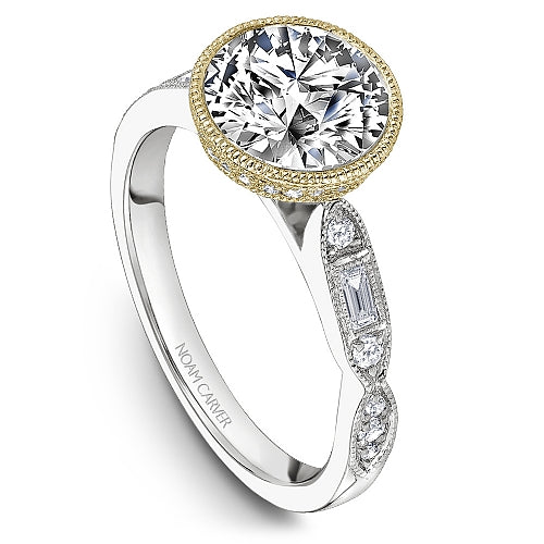 Noam Carver Engagement Ring B355-01 in 14K White Shank with Yellow Head