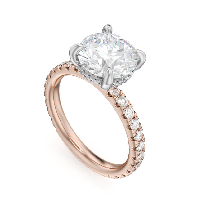 Noam Carver Engagement Ring B372-01 in 14K Rose Shank with White Head