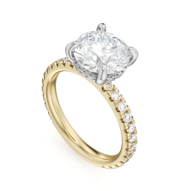 Noam Carver Engagement Ring B372-01 in 14K Yellow Shank with White Head