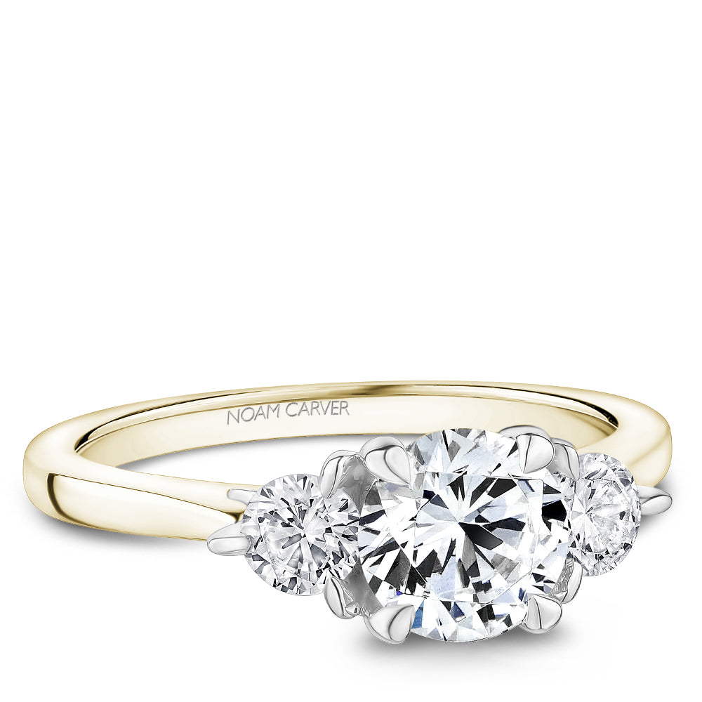 Noam Carver Engagement Ring B373-01 in 14K Yellow Shank with White Head