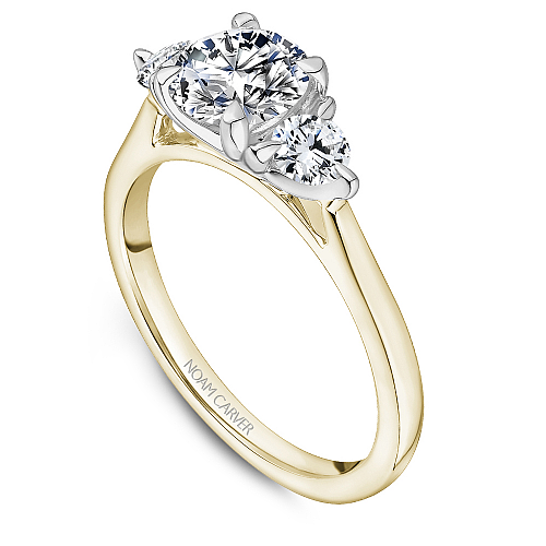 Noam Carver Engagement Ring B373-01 in 14K Yellow Shank with White Head