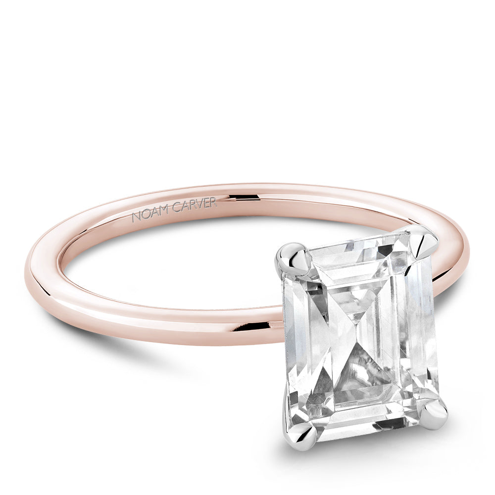 Noam Carver Engagement Ring B376-03 in 14K Rose Shank with White Head
