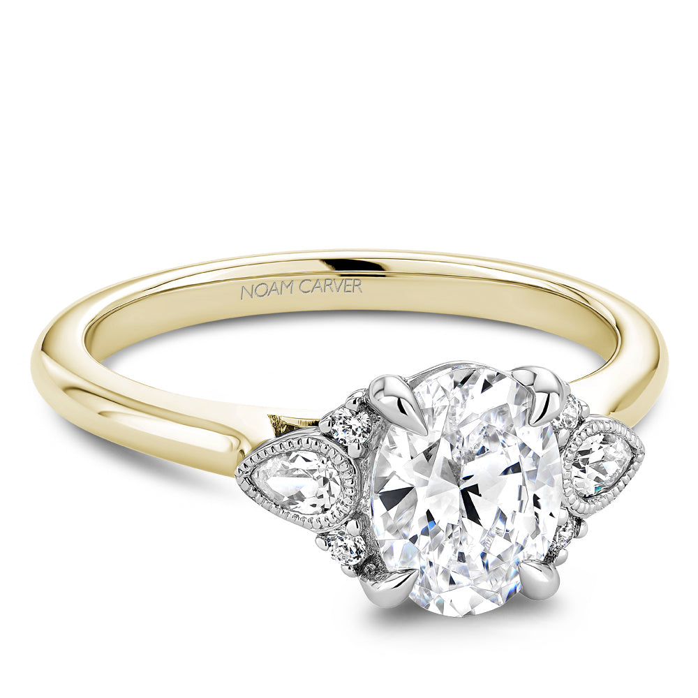 Noam Carver Engagement Ring B396-01 in 14K Yellow Shank with White Head