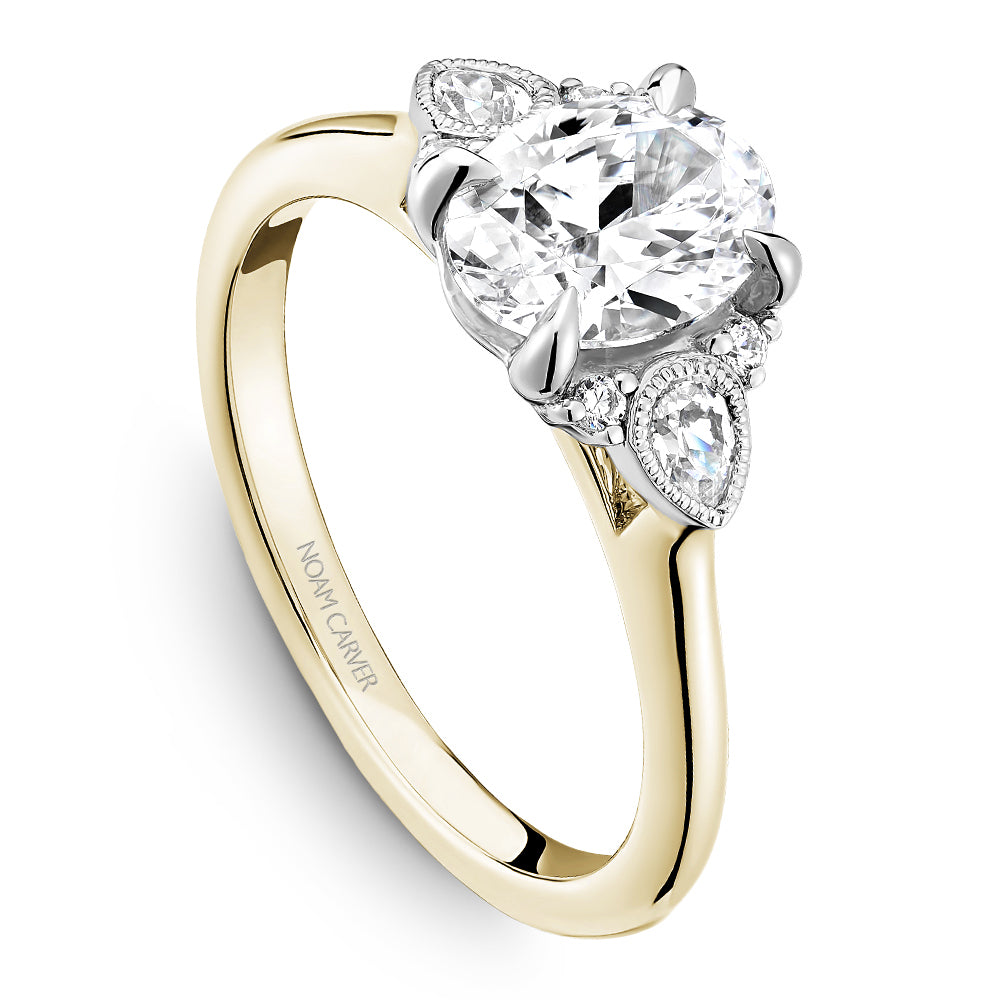 Noam Carver Engagement Ring B396-01 in 14K Yellow Shank with White Head