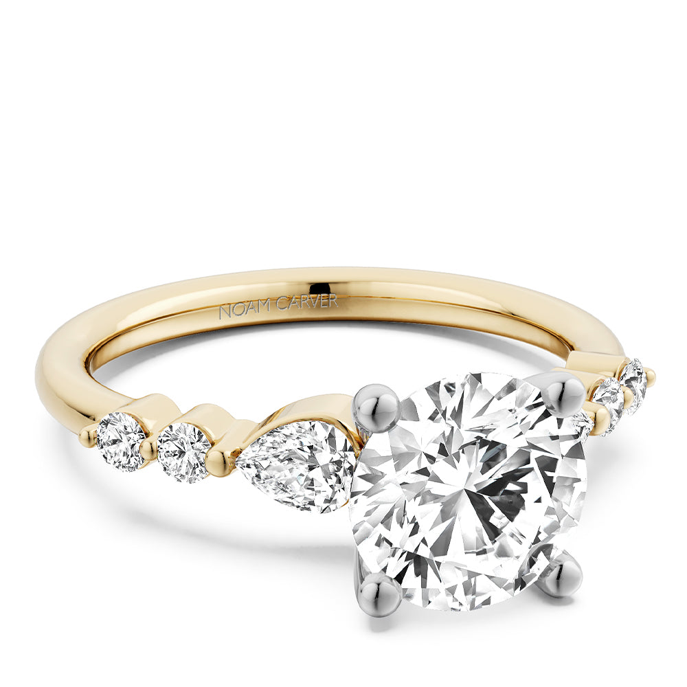 Noam Carver Engagement Ring B407-01 in 14K Yellow Shank with White Head