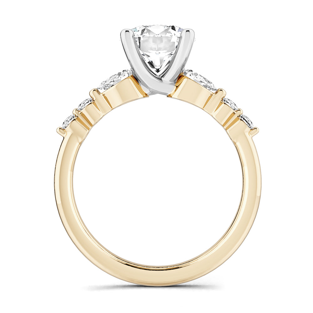 Noam Carver Engagement Ring B407-01 in 14K Yellow Shank with White Head