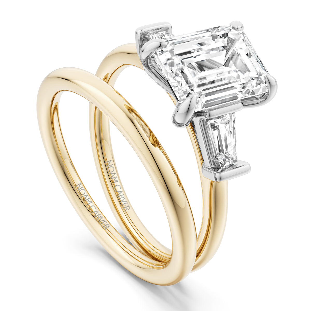 Noam Carver Engagement Ring B440-02 in 14K Yellow Shank with White Head