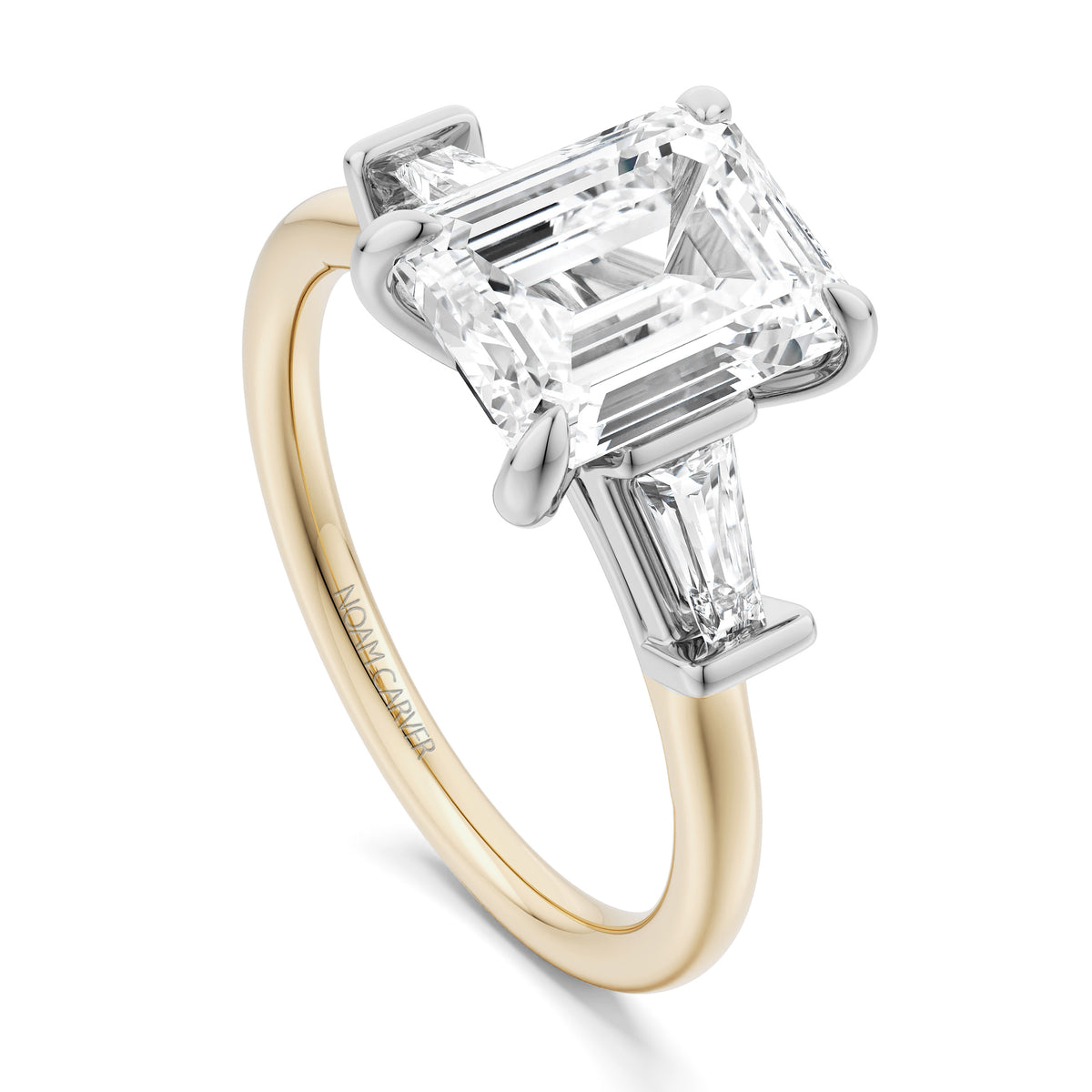 Noam Carver Engagement Ring B440-02 in 14K Yellow Shank with White Head