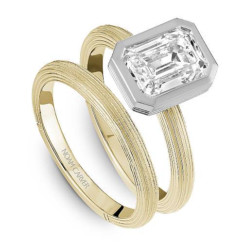 Noam Carver Engagement Ring B450-01 in 14K Yellow Shank with White Head