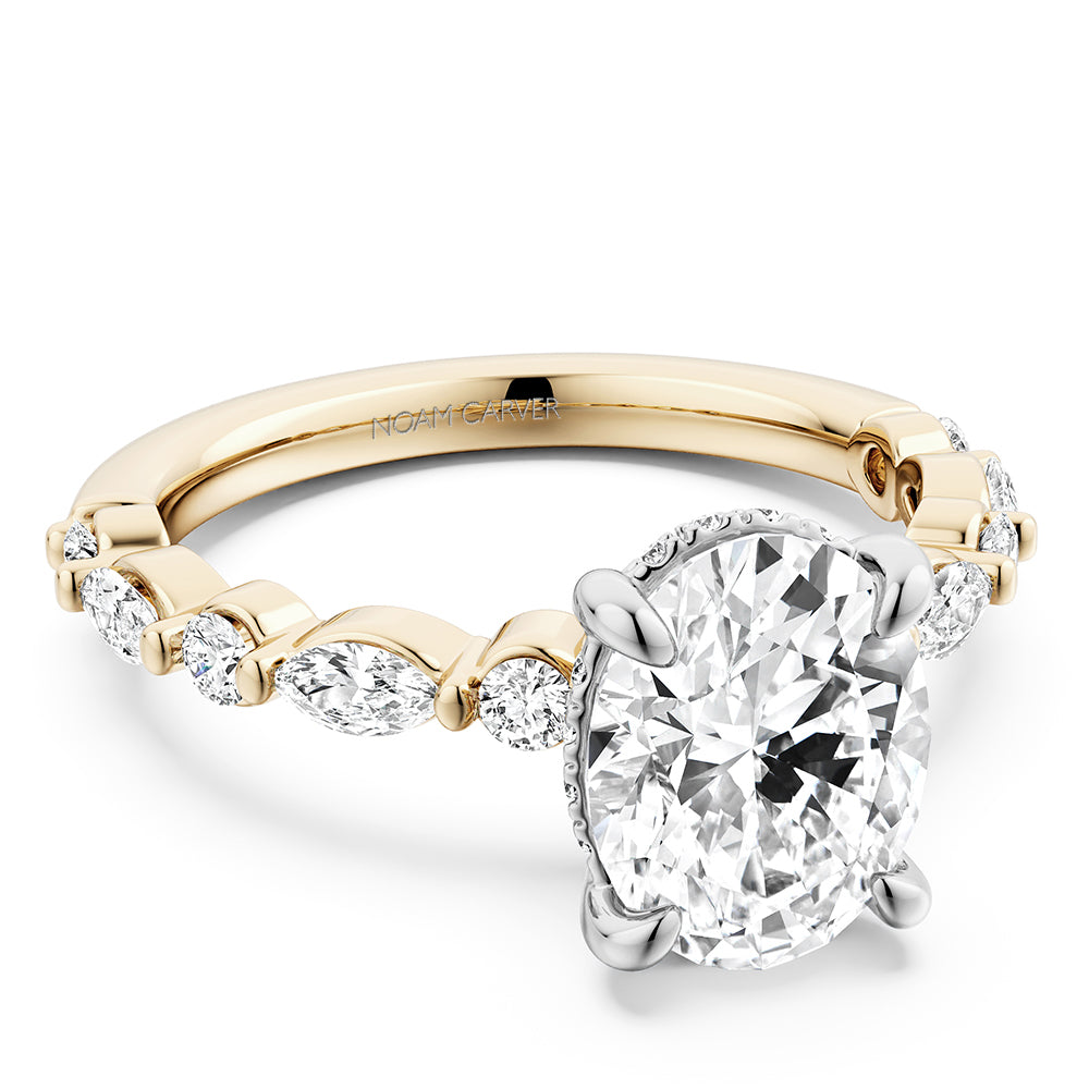 Noam Carver Engagement Ring B477-01 in 14K Yellow Shank with White Head