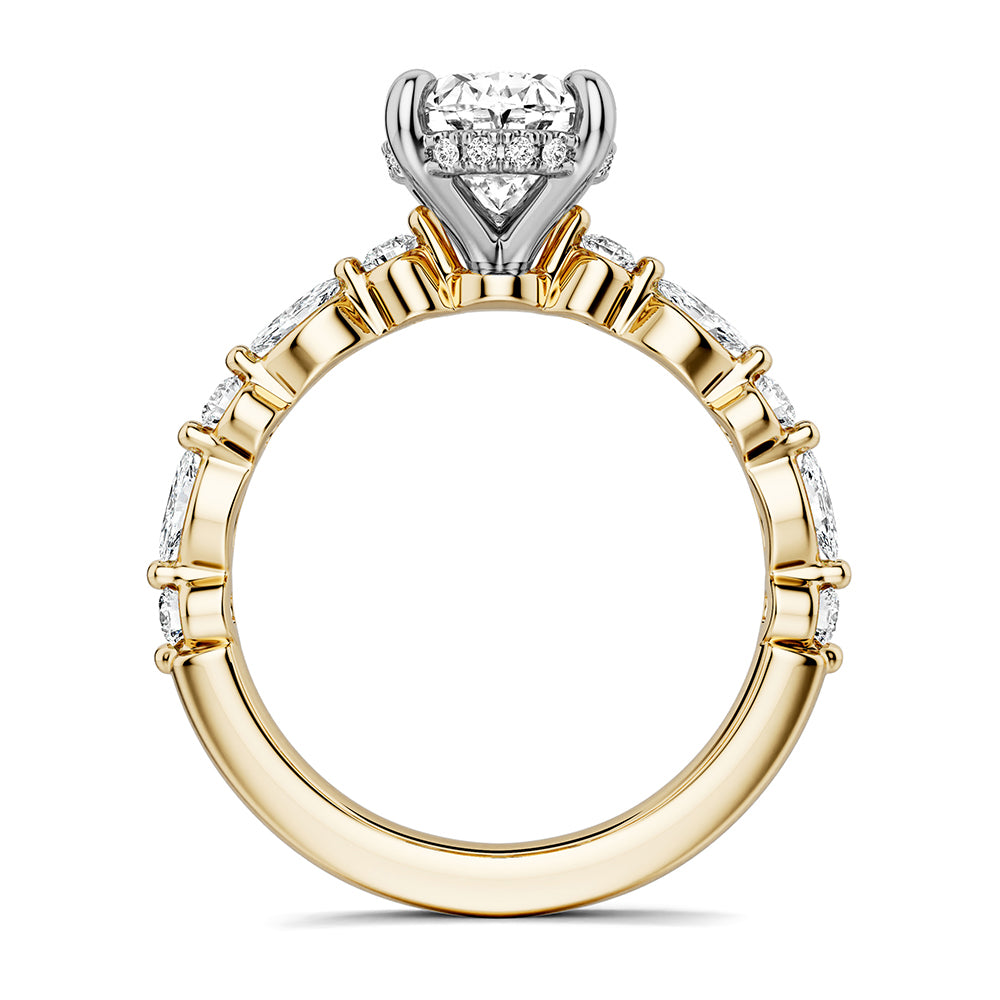 Noam Carver Engagement Ring B477-01 in 14K Yellow Shank with White Head