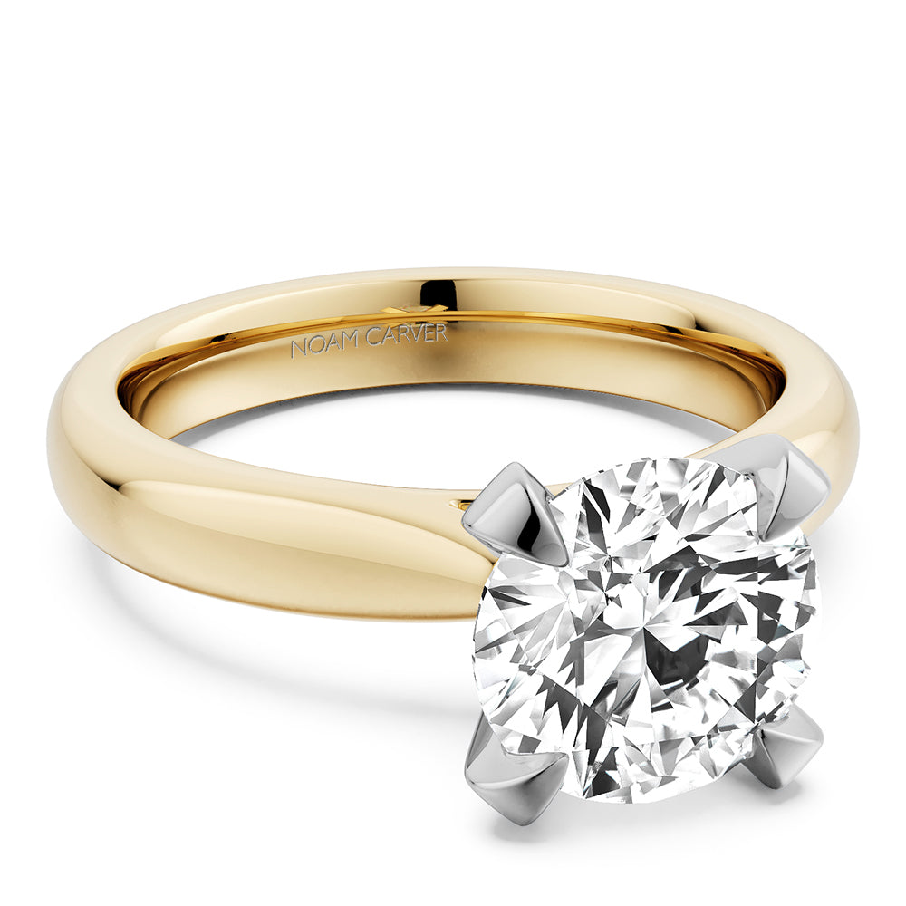Noam Carver Engagement Ring B478-01 in 14K Yellow Shank with White Head