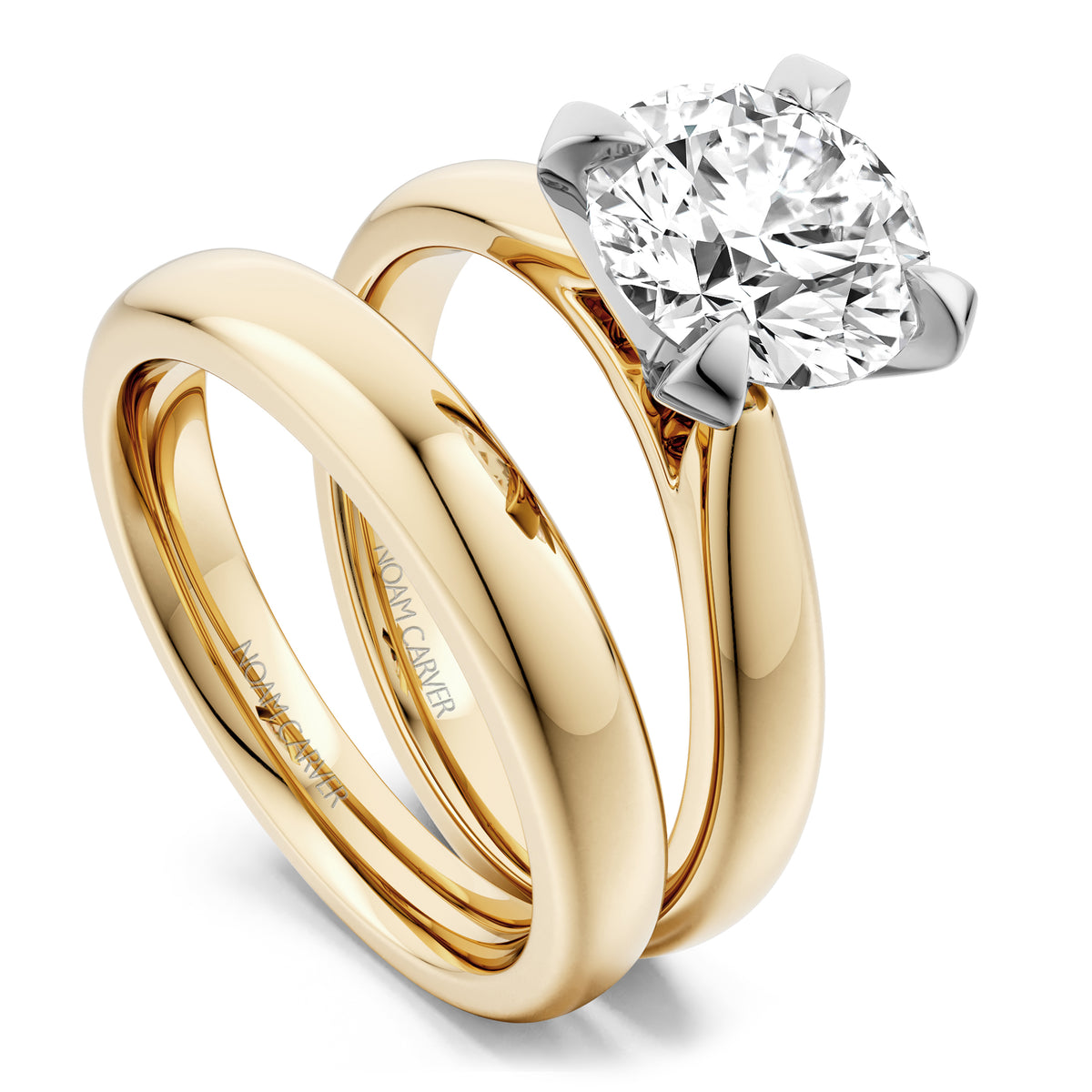 Noam Carver Engagement Ring B478-01 in 14K Yellow Shank with White Head