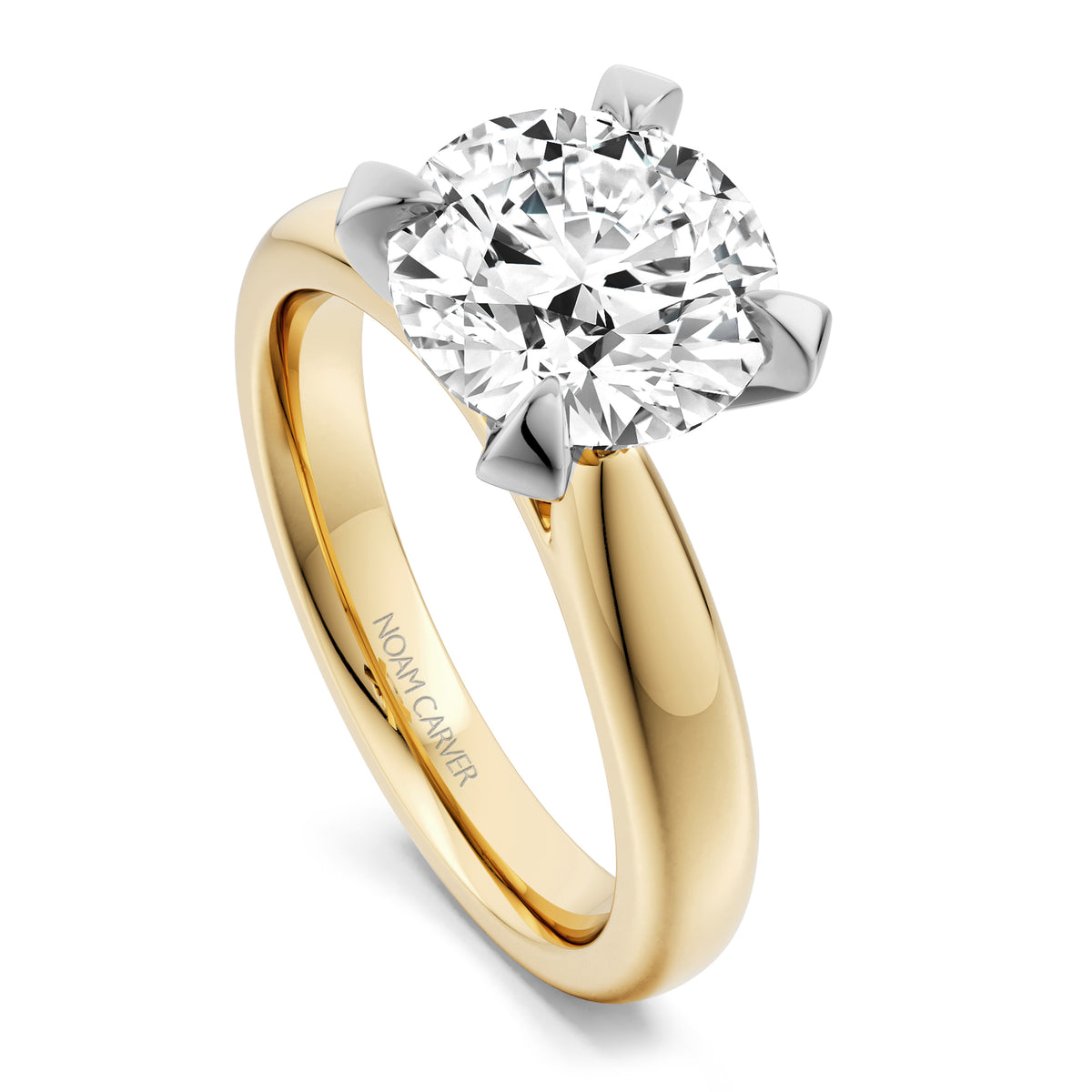 Noam Carver Engagement Ring B478-01 in 14K Yellow Shank with White Head