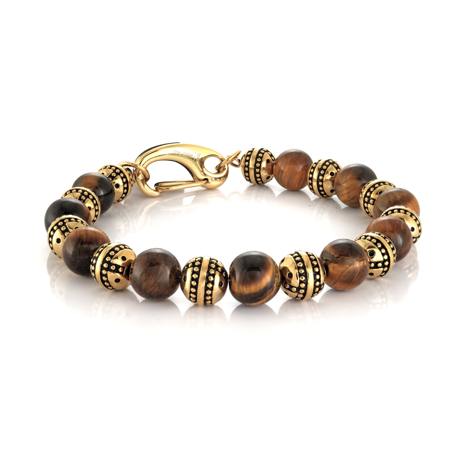 Tiger Eye Clasp Beaded Bracelet 8mm