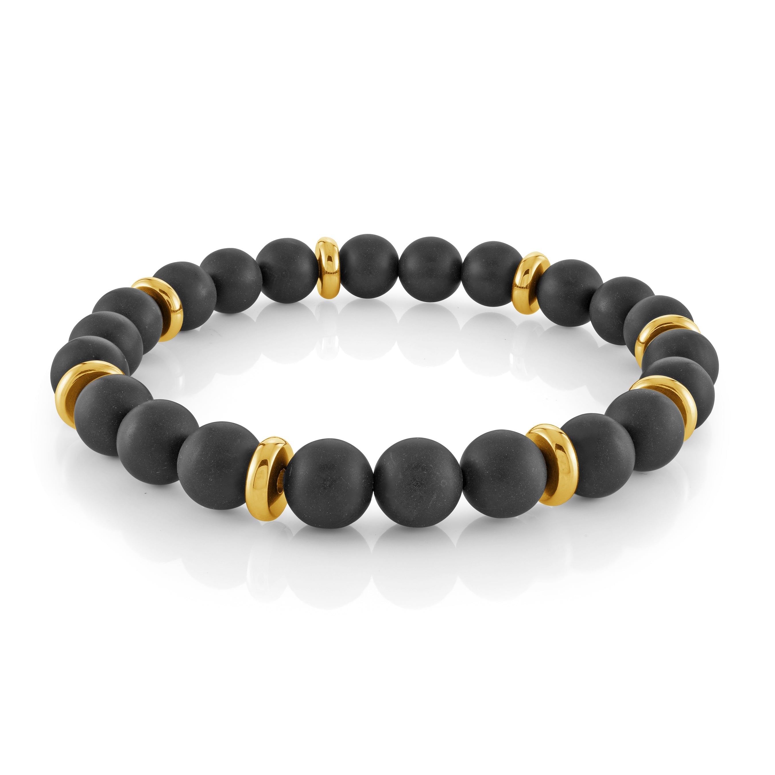 Gold Accent Black Beaded Bracelet
