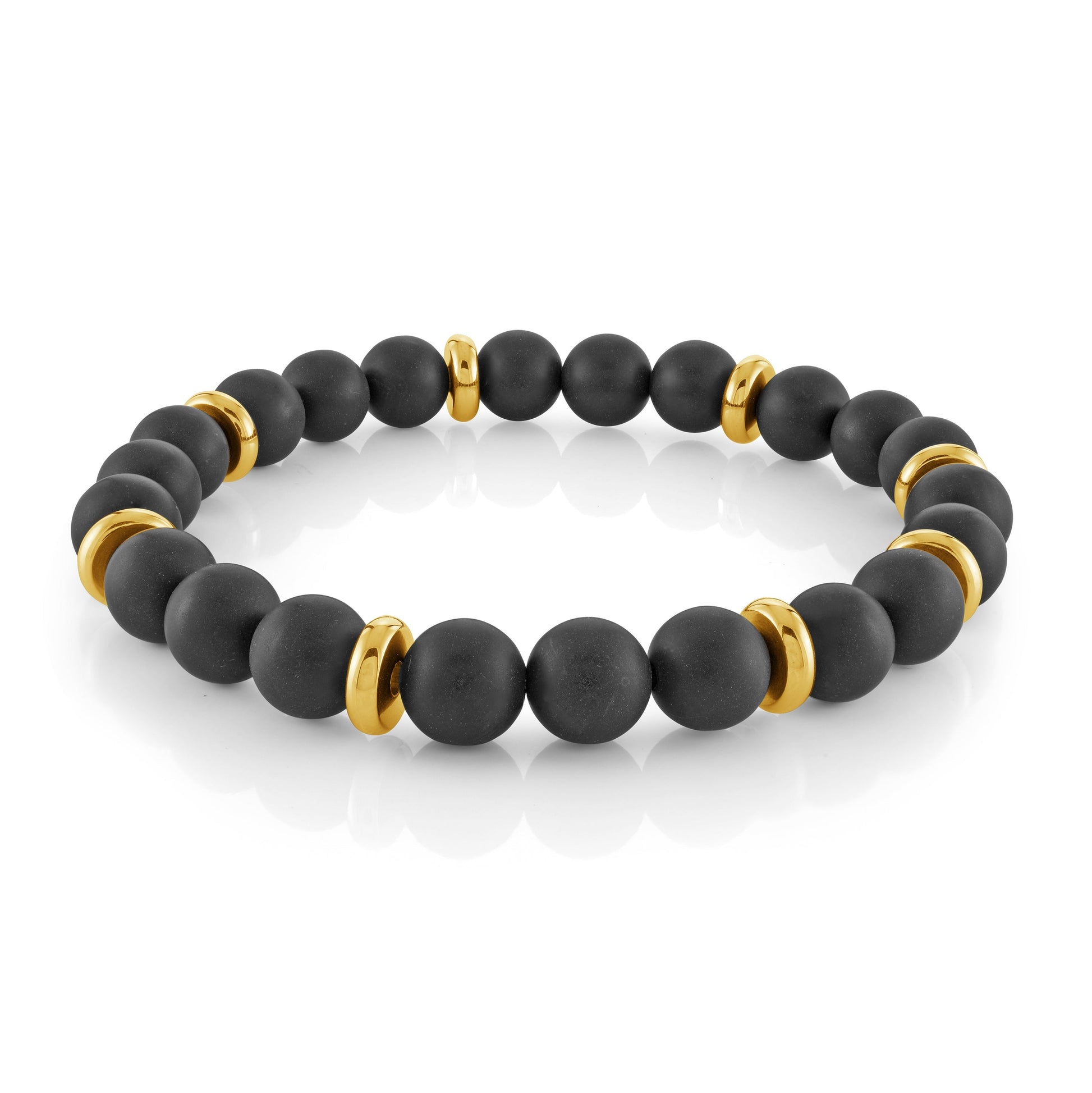 Gold Accent Black Beaded Bracelet