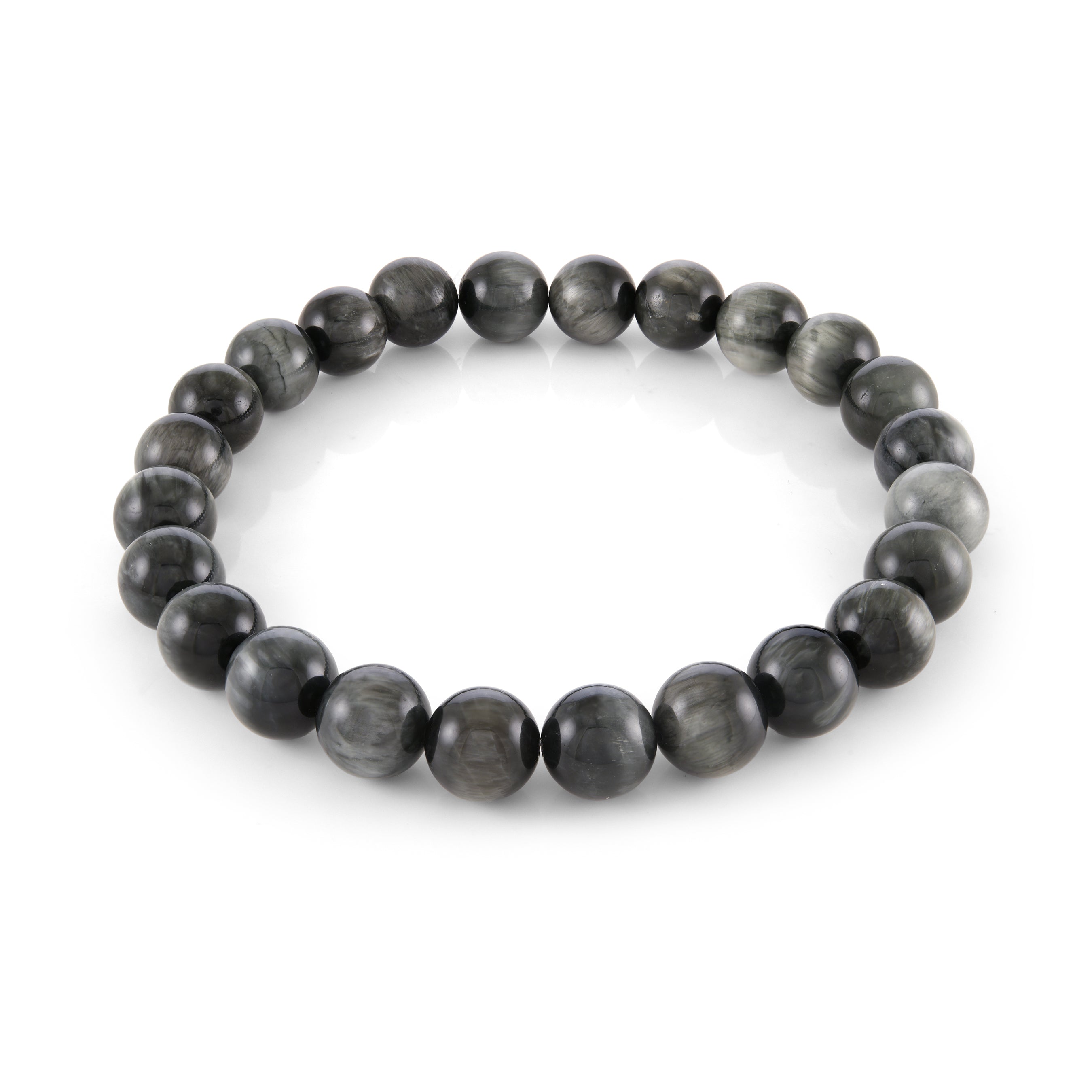 Grey Eagle Eye Bead Bracelet 8mm