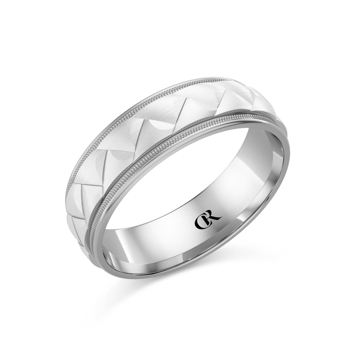 CR Collection Wedding Band CRSI-100 6.5mm Sandpaper in 14K White Gold