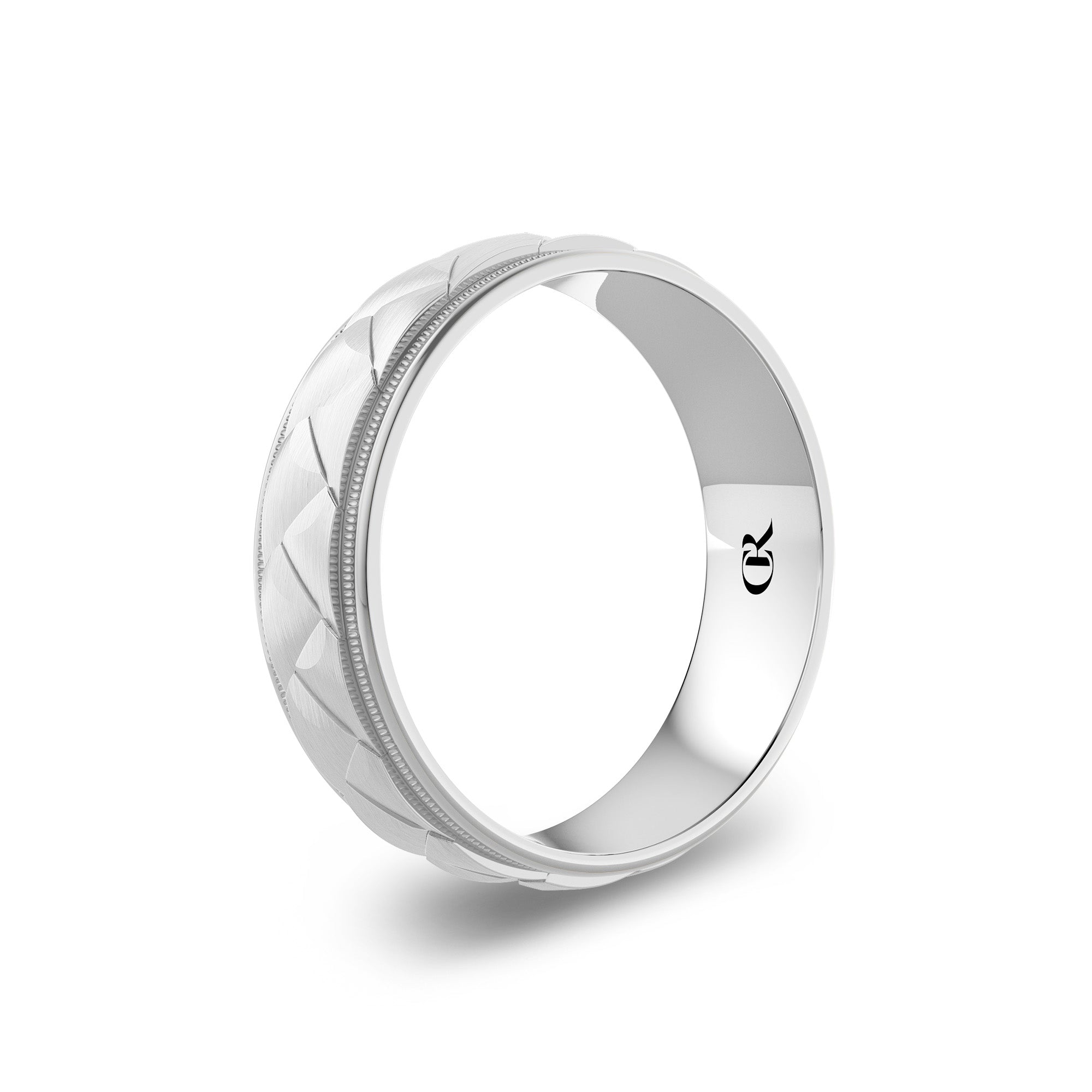 CR Collection Wedding Band CRSI-100 6.5mm Sandpaper in 14K White Gold