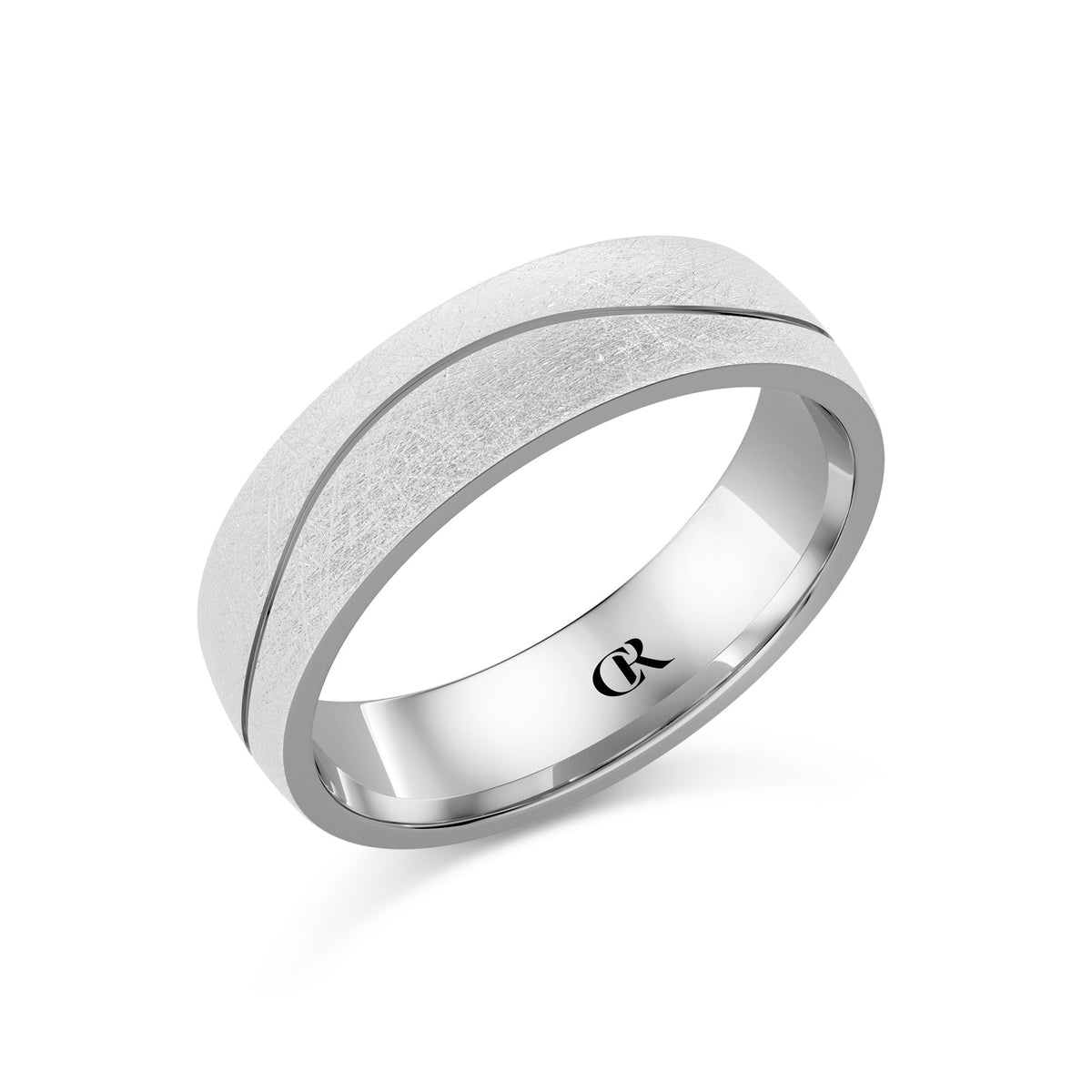 CR Collection Wedding Band CRSI-101 6mm Diamond Brush in 14K White Gold