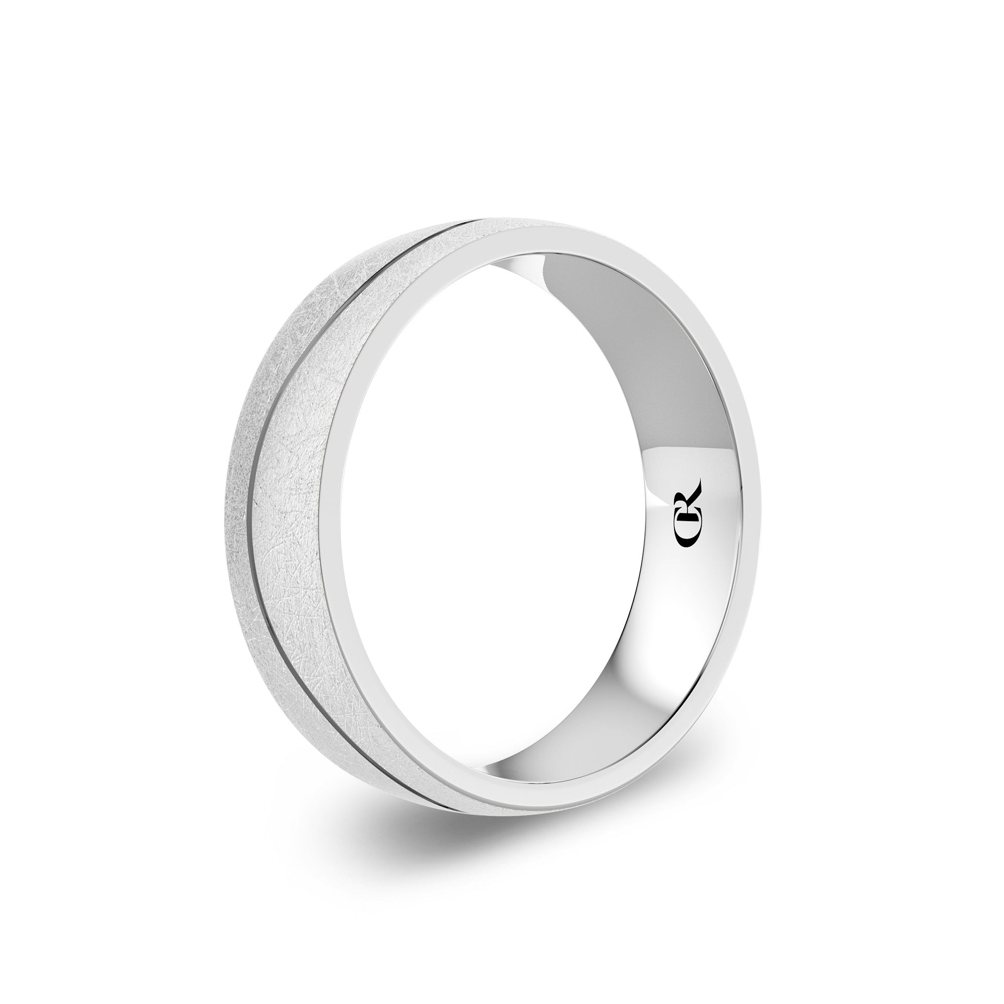 CR Collection Wedding Band CRSI-101 6mm Diamond Brush in 14K White Gold