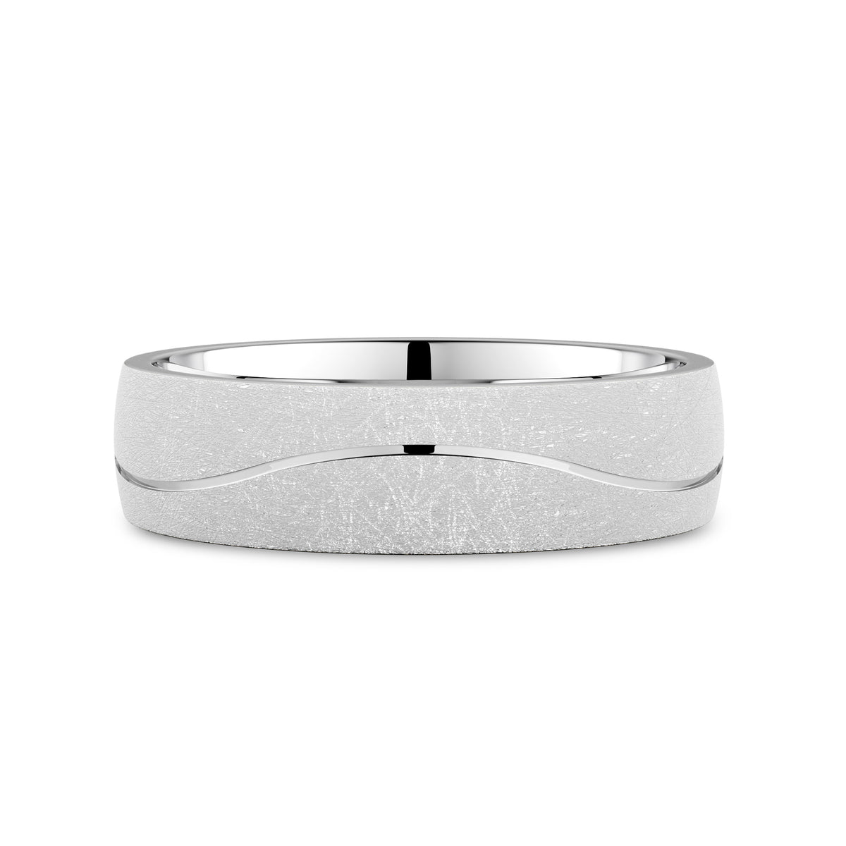 CR Collection Wedding Band CRSI-101 6mm Diamond Brush in 14K White Gold