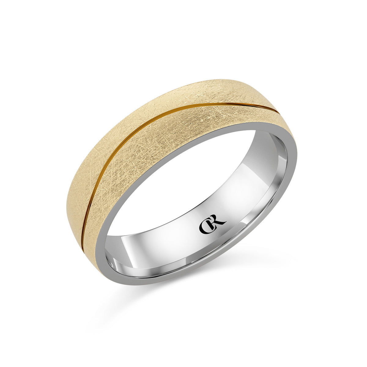 CR Collection Wedding Band CRSI-101 6mm Diamond Brush in 14K Yellow Gold