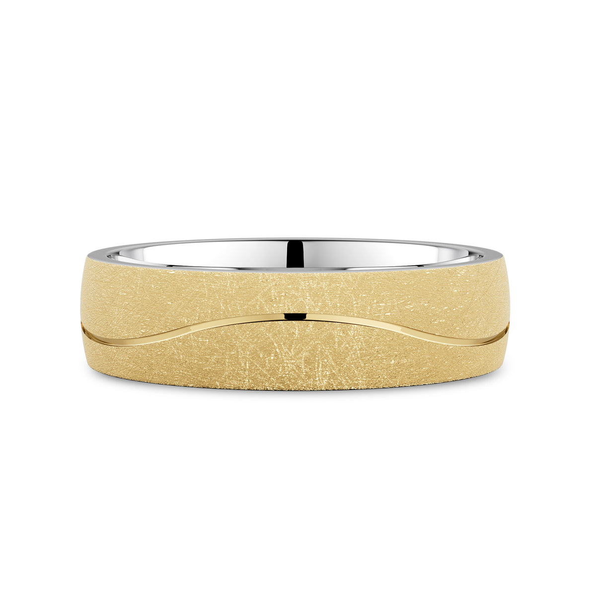 CR Collection Wedding Band CRSI-101 6mm Diamond Brush in 18K Yellow Gold
