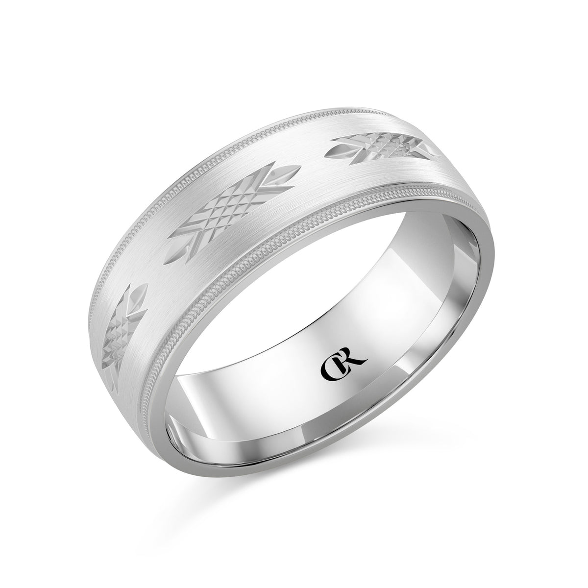 CR Collection Wedding Band CRSI-105 7.5mm Sandpaper in 10K White Gold
