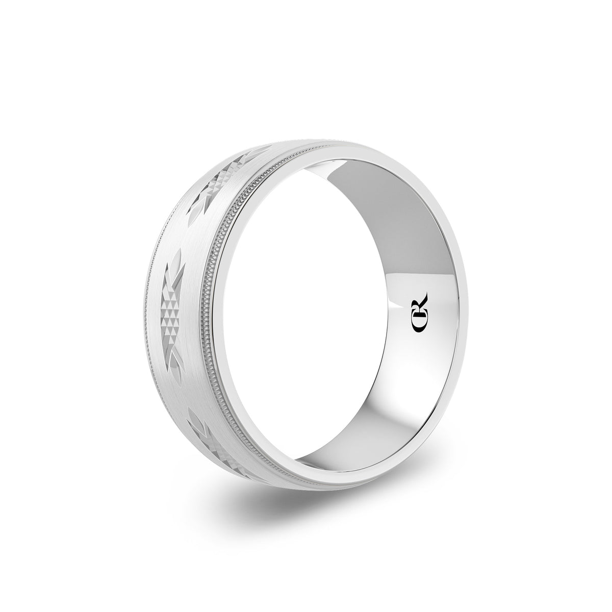 CR Collection Wedding Band CRSI-105 7.5mm Sandpaper in 10K White Gold