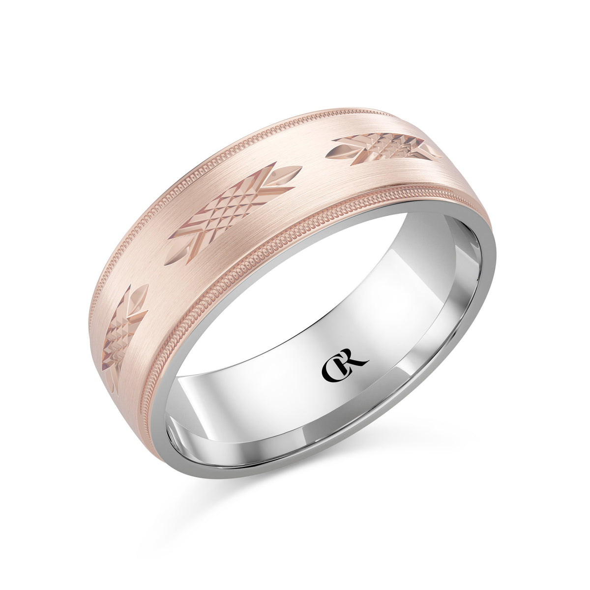 CR Collection Wedding Band CRSI-105 7.5mm Sandpaper in 18K Rose Gold