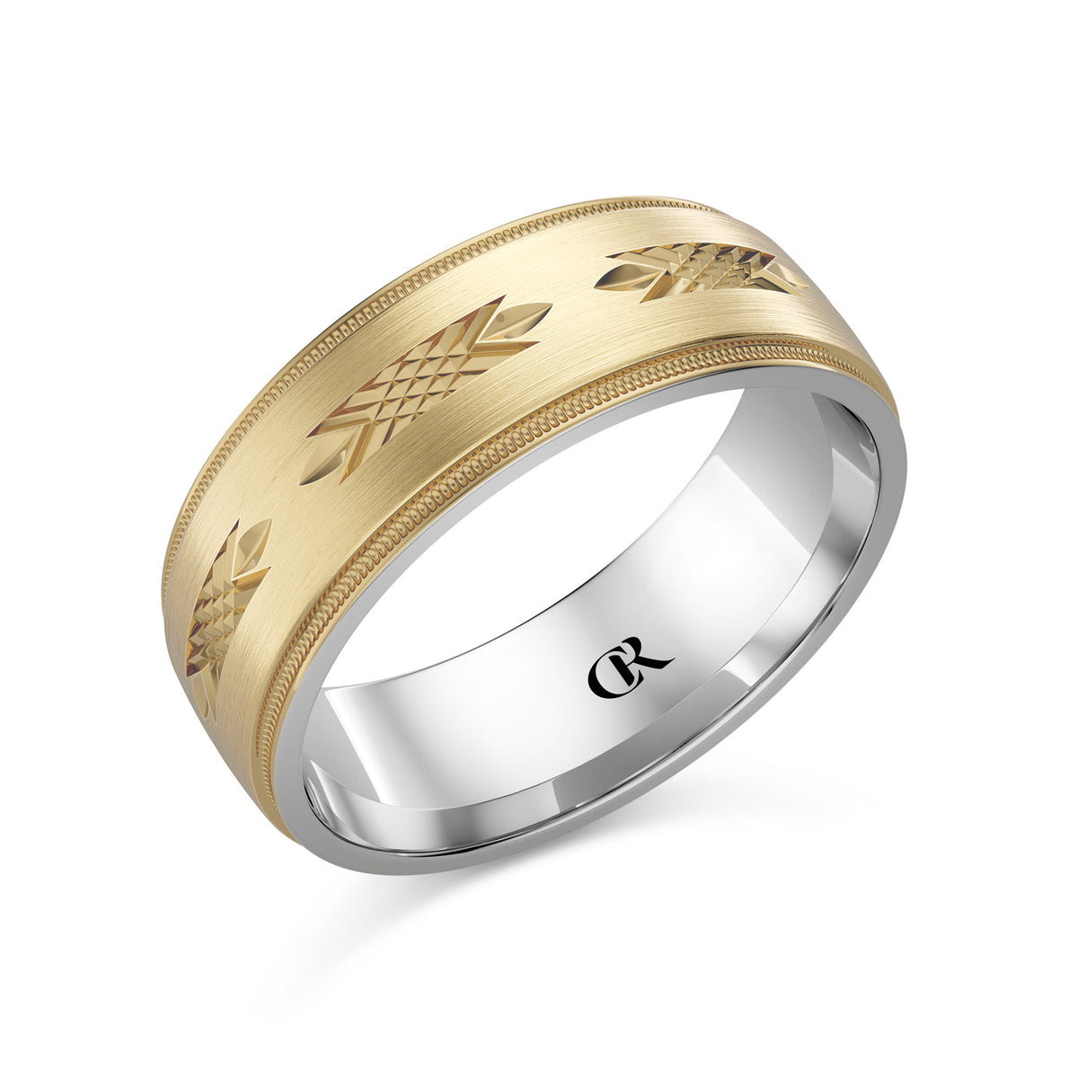 CR Collection Wedding Band CRSI-105 7.5mm Sandpaper in 18K Yellow Gold