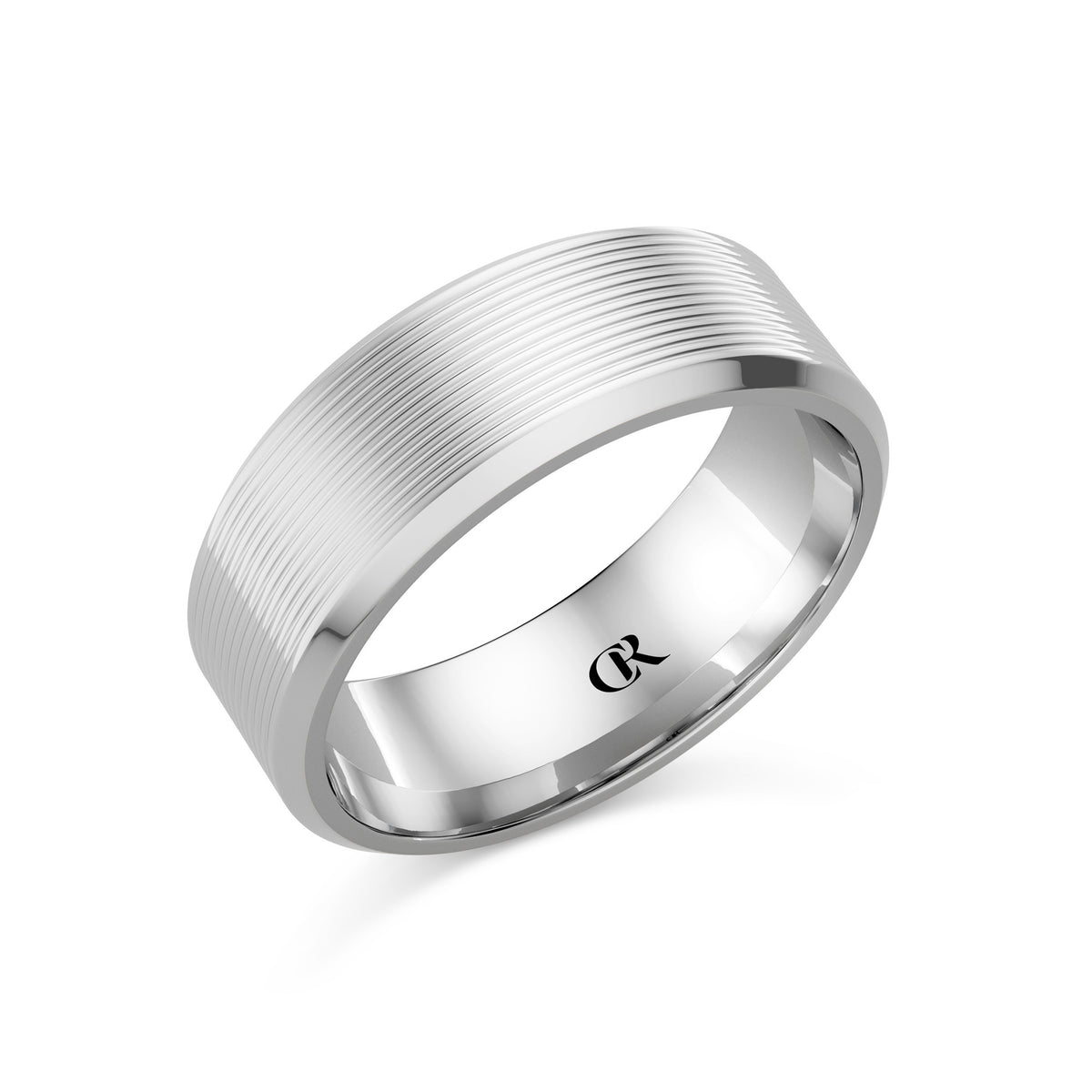 CR Collection Wedding Band CRSI-106 7.5mm High Polish in 18K White Gold